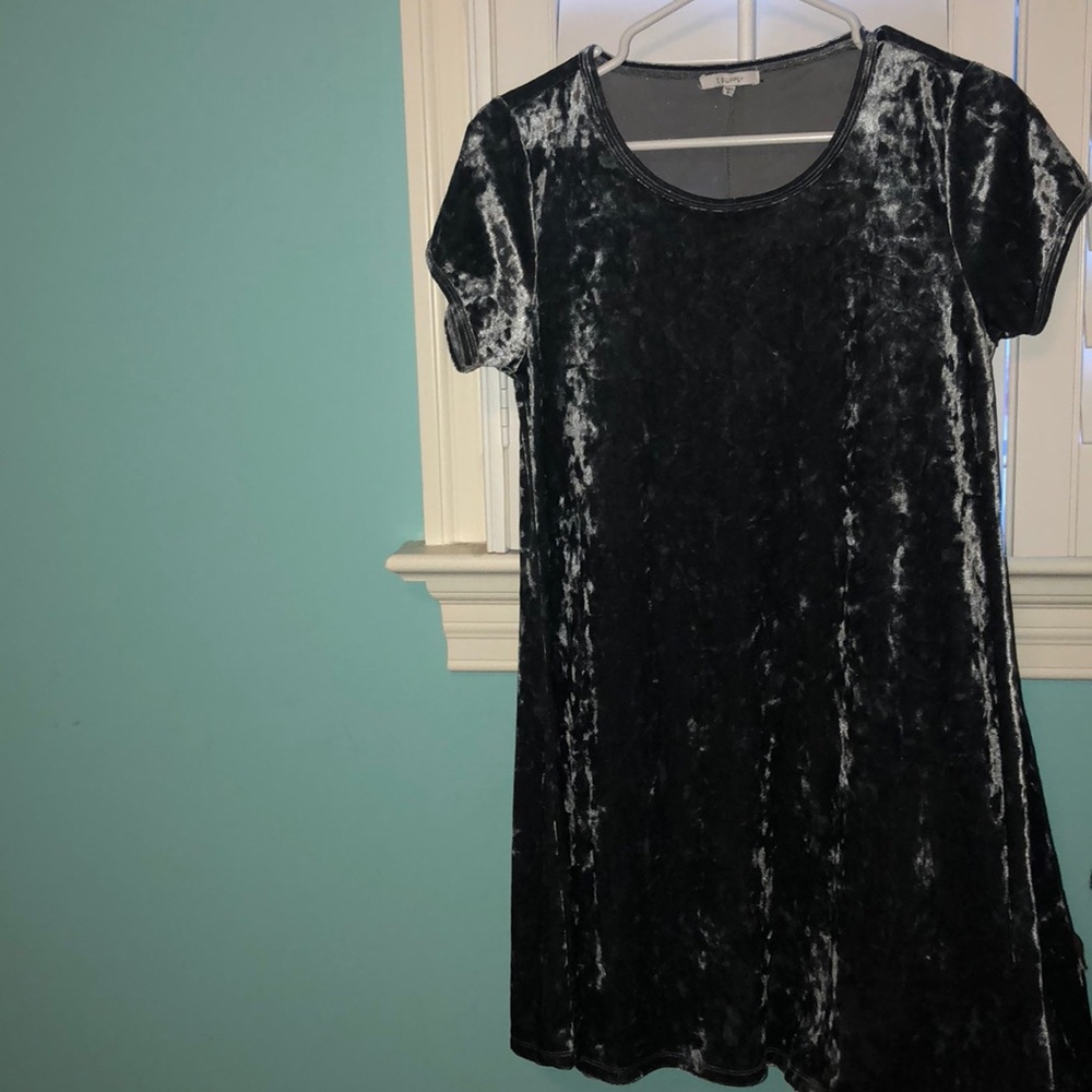 gray crushed velvet dress from z supply